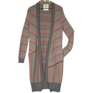 Anthropologie Sparrow Wool Blend Open Duster Cardigan Sz M‎ Striped Boho Pockets
